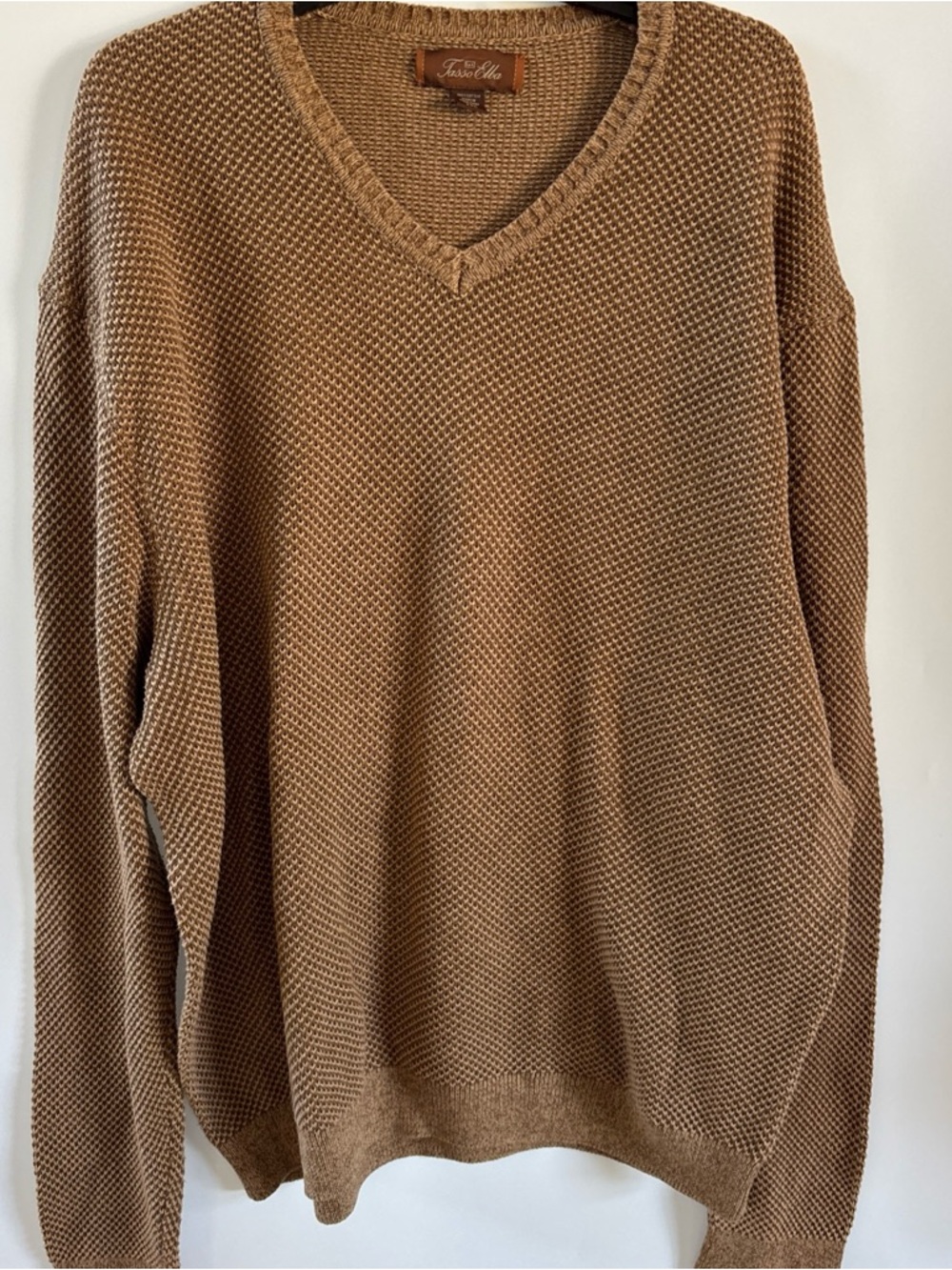 Tasso Elba Men's Knit Vneck Sweater, Brown, XXL